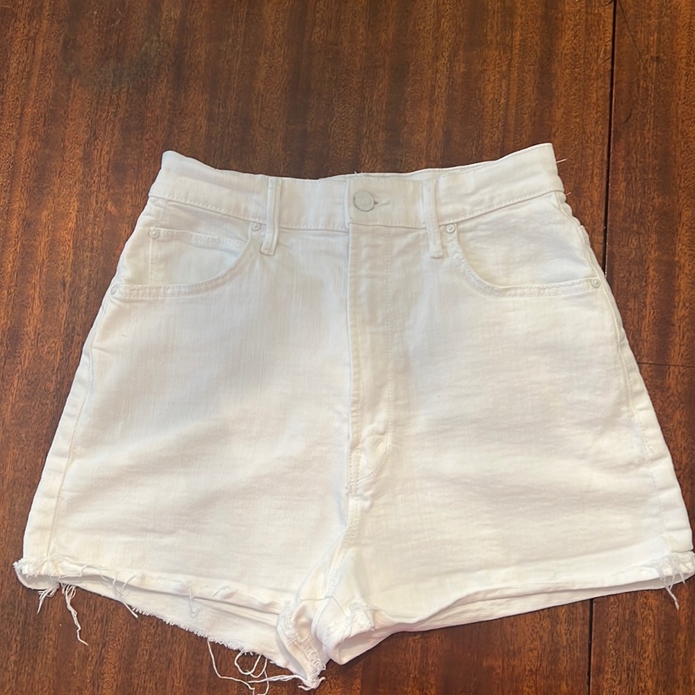 Mother High Waisted Tunnel Vision Cuff Fray Shorts